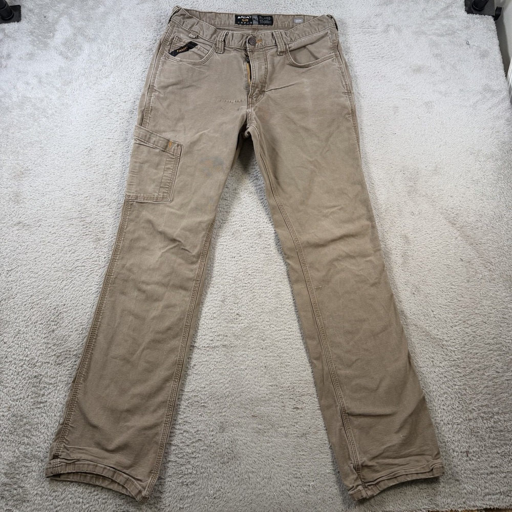 Ariat Pants Mens 32x34 (Fit 30x31) Khaki Tan M4 Relaxed Straight Rebar Workwear